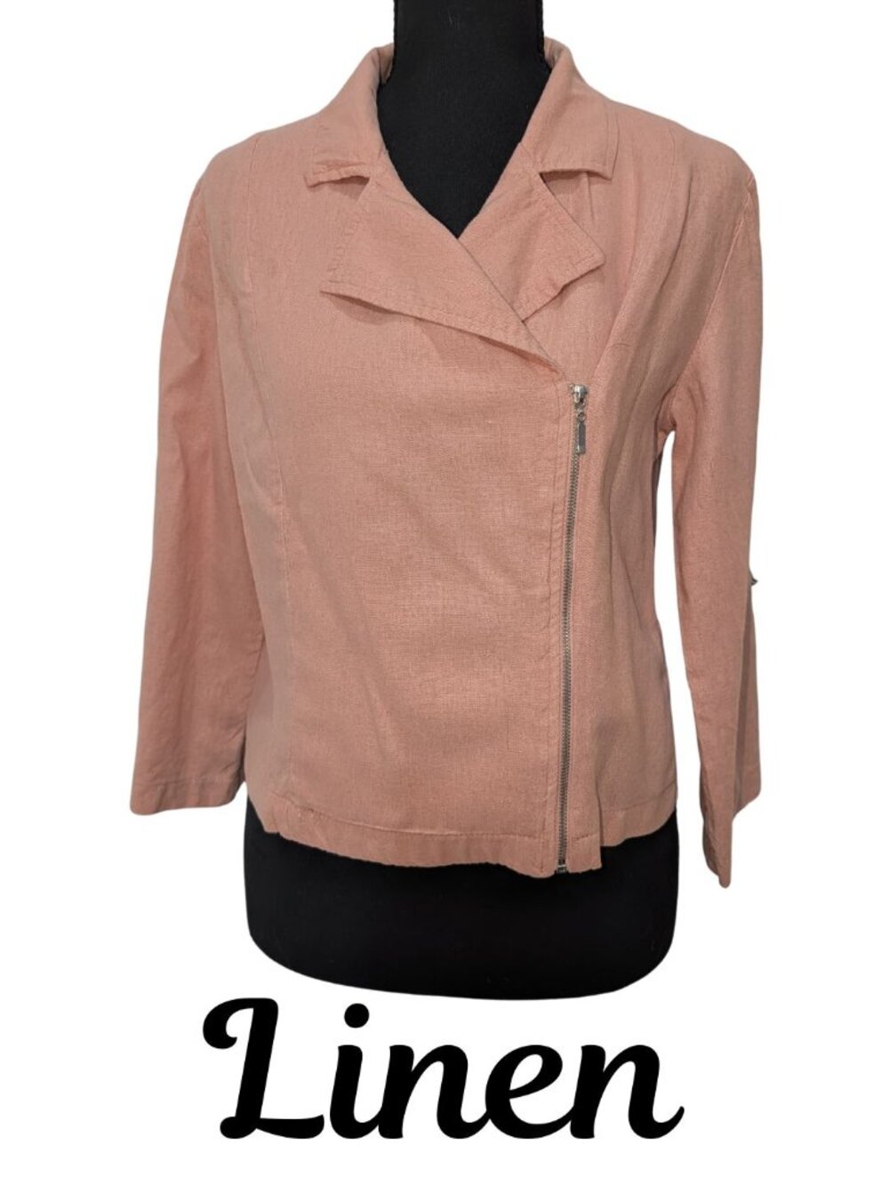 HAVE Linen/Rayon Blend Jacket — Soft Pink, Asymmetrical Zip